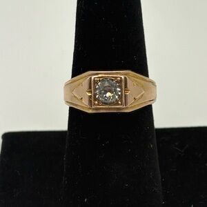 Elegant 14 K Gold Plates Gold Ring with clear stone